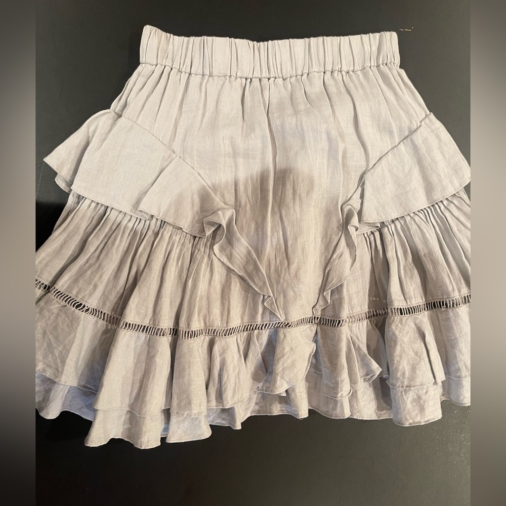 Isabel Marant Etoile Moana tiered ruffle miniskirt size 36 Pale Blue Linen